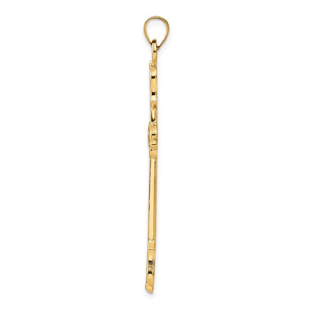 14K Gelbgold 14K Poliert Diamant Muster Hohl Kreuz Anhänger