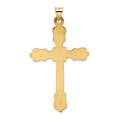 14K Gelbgold 14K Poliert Diamant Muster Hohl Kreuz Anhänger