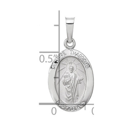 14K Weißgold 14K Weißgold Poliert und Satiniert Hohl Oval St Jude Thaddeus Medaille