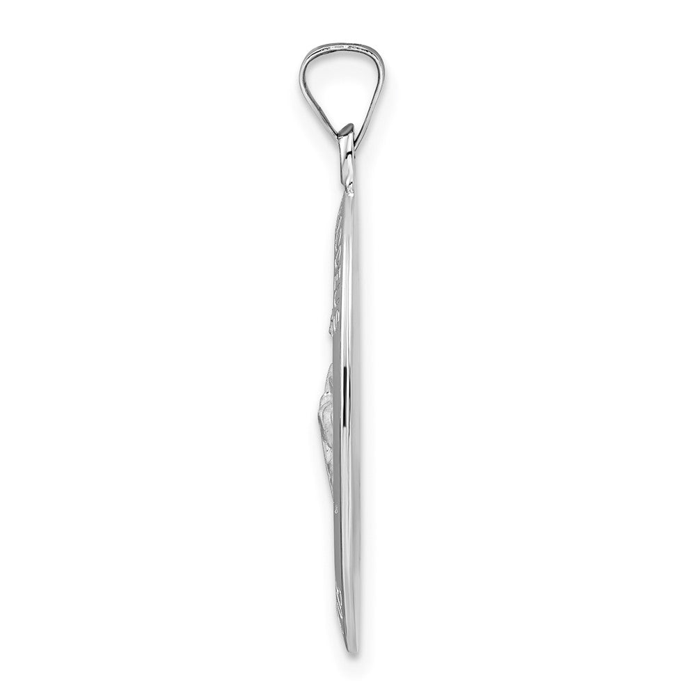 14K Weißgold Polierter Oval-Anhänger "Heiliger Judas Medaille