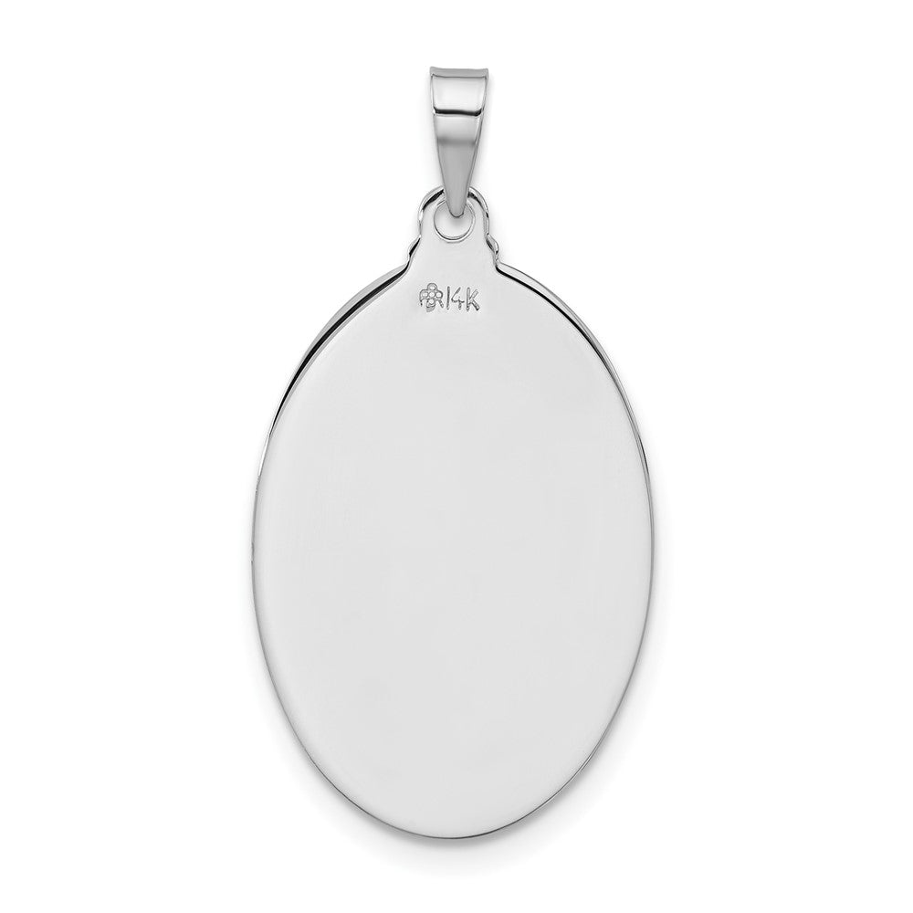 14K Weißgold Polierter Oval-Anhänger "Heiliger Judas Medaille
