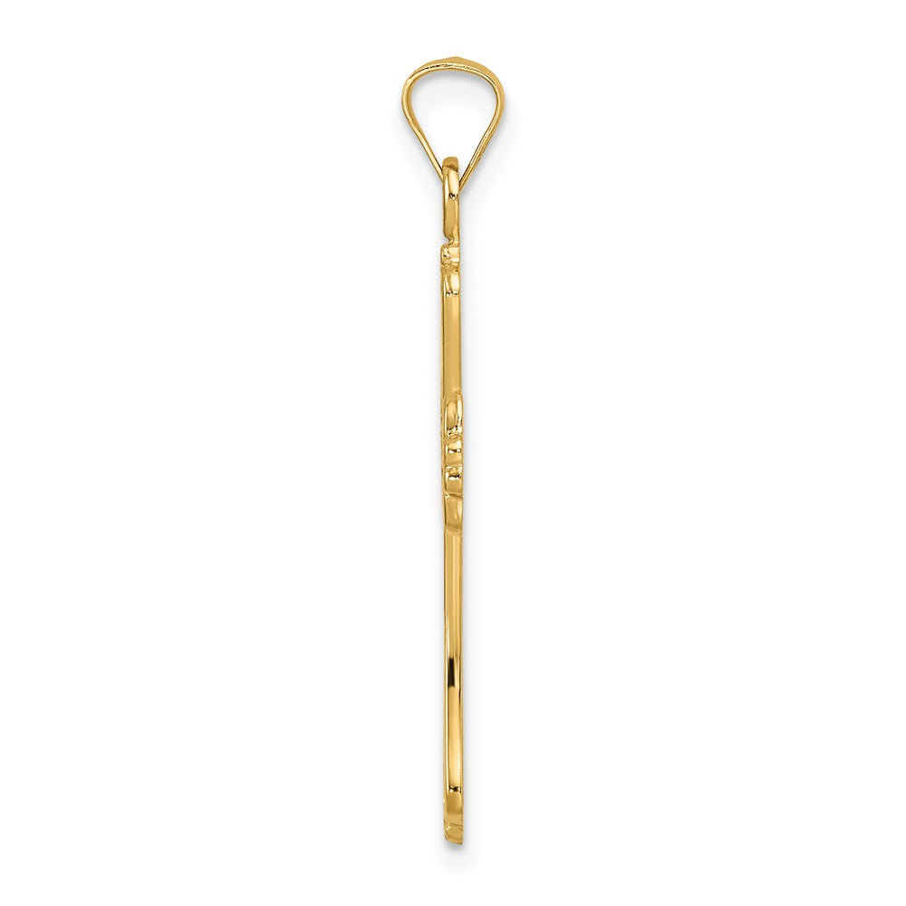 14K Gelbgold Polierter Massiver Kreuzanhänger mit Fantasie-Design