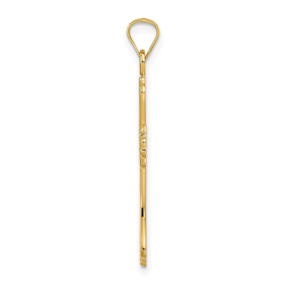 14K Gelbgold Polierter Massiver Kreuzanhänger mit Fantasie-Design