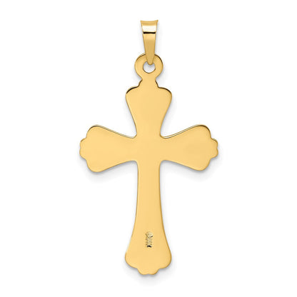 14K Gelbgold Polierter Massiver Kreuzanhänger mit Fantasie-Design