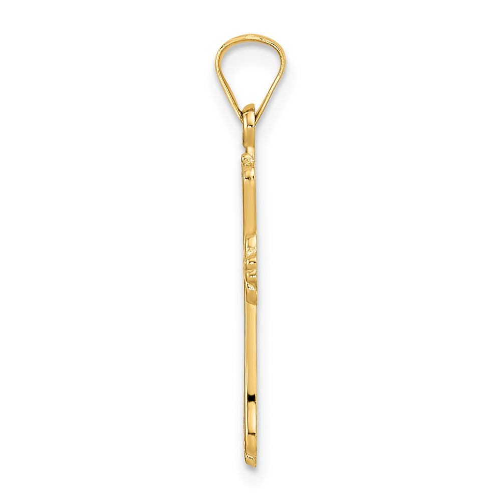 14K Gelbgold Polierter Massiver Kreuzanhänger mit Fantasie-Design