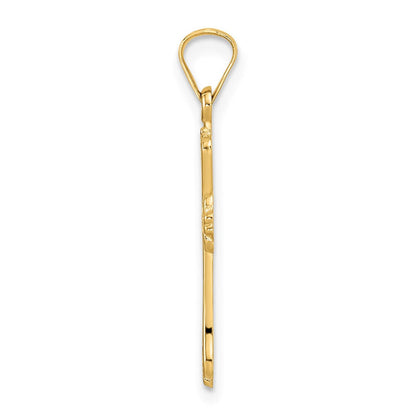 14K Gelbgold Polierter Massiver Kreuzanhänger mit Fantasie-Design