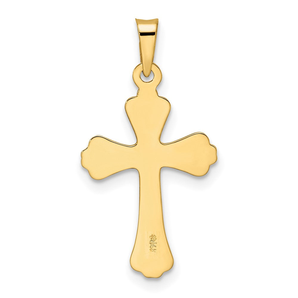 14K Gelbgold Polierter Massiver Kreuzanhänger mit Fantasie-Design