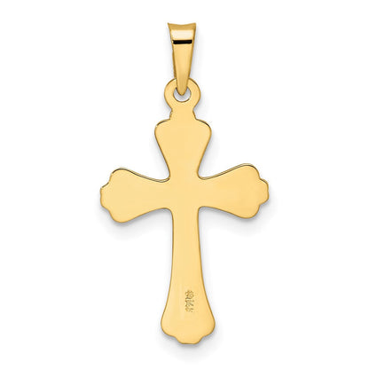 14K Gelbgold Polierter Massiver Kreuzanhänger mit Fantasie-Design