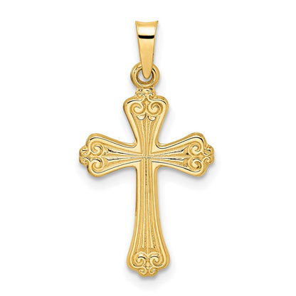 14K Gelbgold Polierter Massiver Kreuzanhänger mit Fantasie-Design