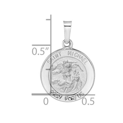 14K Weißgold 14K Weißgold Poliert und Satiniert Hohl St Michael Medaille Anhänger