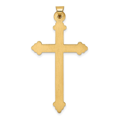 14K Gelbgold 14K Poliert und Strukturiert Hohl Herzen Kreuz Anhänger
