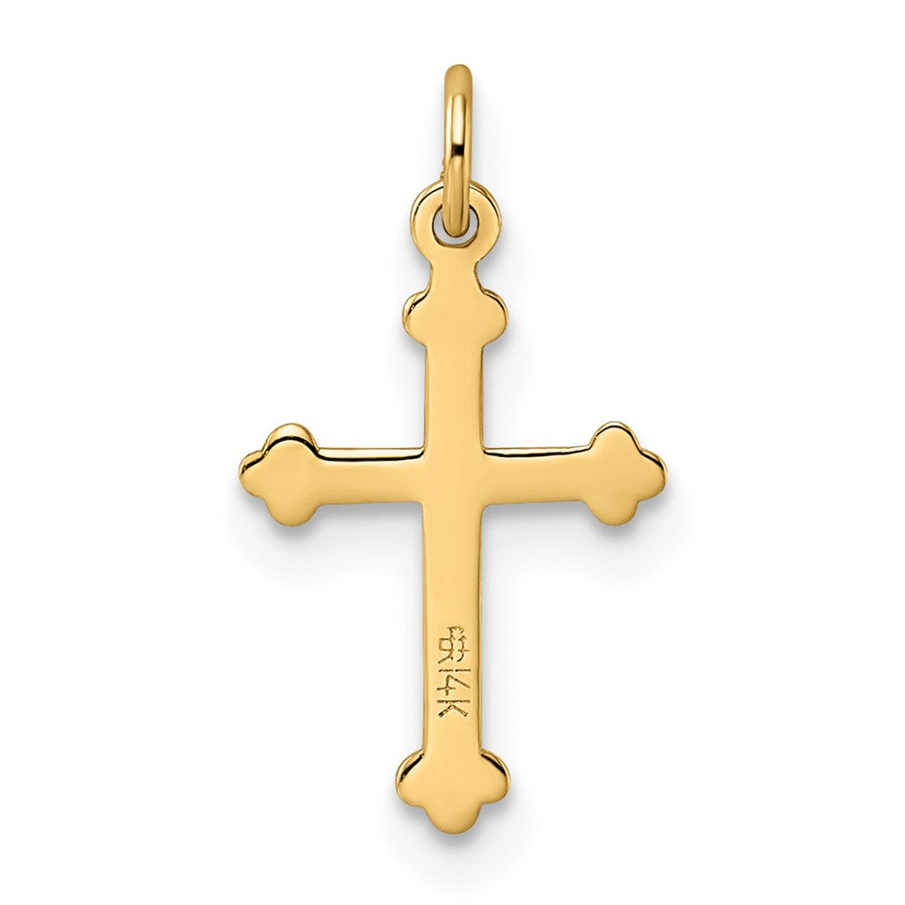 14K Gelbgold 14K Poliert und Strukturiert Massiv Diamant Form Kreuz Anhänger