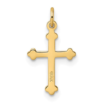 14K Gelbgold 14K Poliert und Strukturiert Massiv Diamant Form Kreuz Anhänger