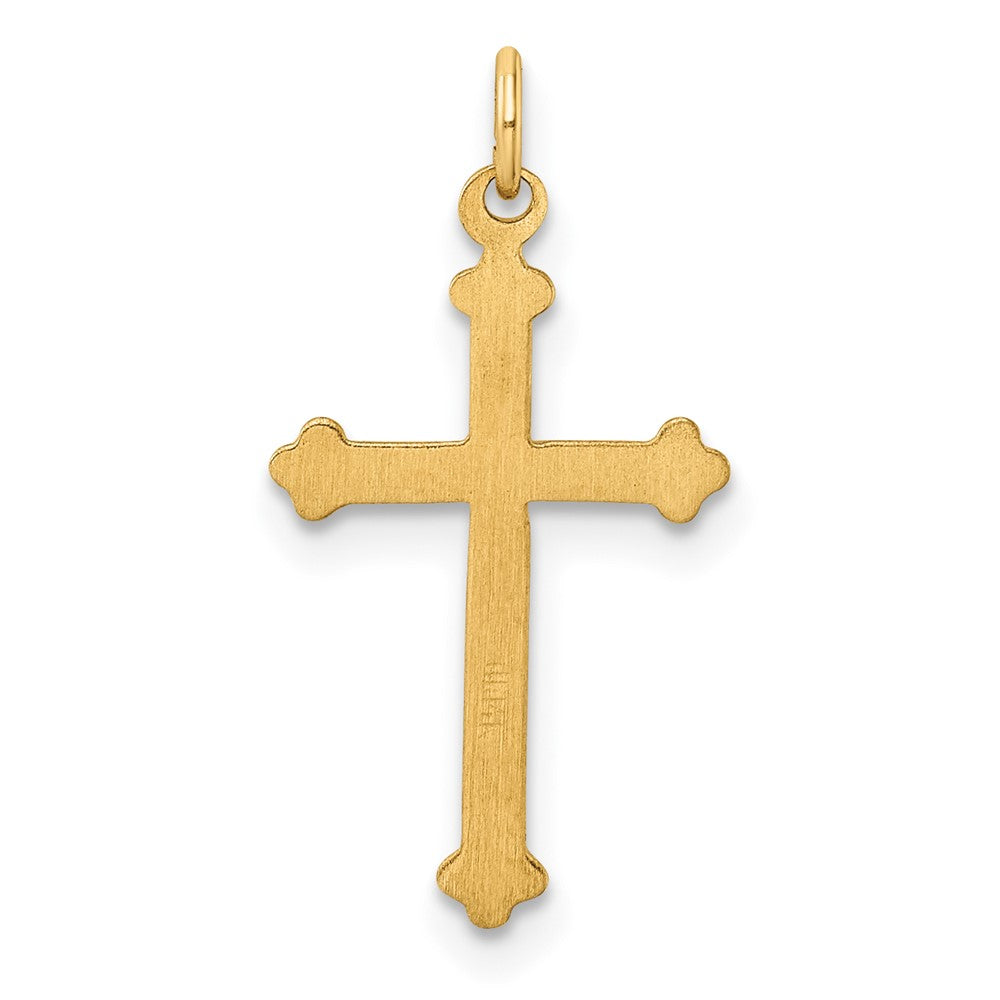 14K Gelbgold 14K Poliert und Strukturiert Massiv Diamant Form Kreuz Anhänger