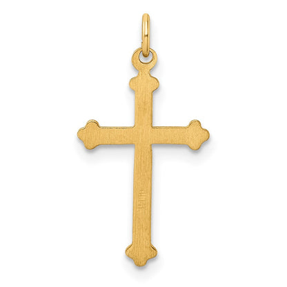 14K Gelbgold 14K Poliert und Strukturiert Massiv Diamant Form Kreuz Anhänger
