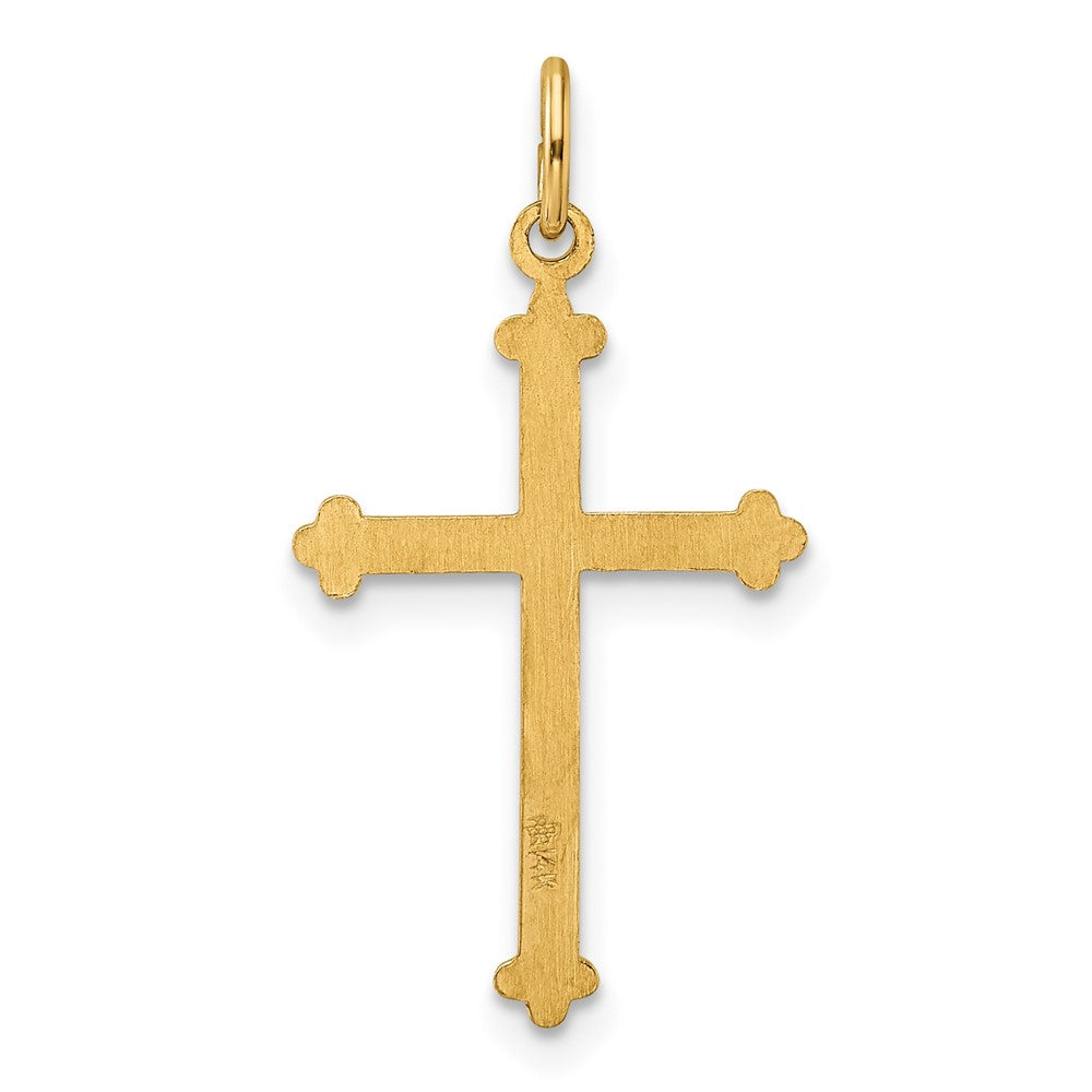 14K Gelbgold 14K Poliert und Strukturiert Massiv Diamant Form Kreuz Anhänger