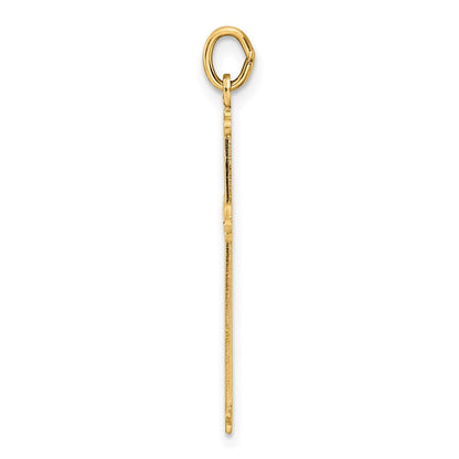 14K Gelbgold 14K Poliert und Strukturiert Massiv Diamant Form Kreuz Anhänger