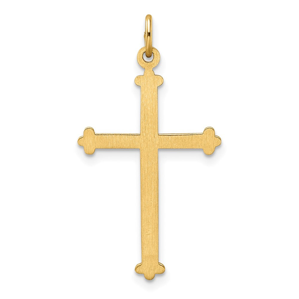 14K Gelbgold 14K Poliert und Strukturiert Massiv Diamant Form Kreuz Anhänger