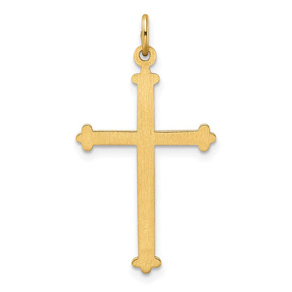 14K Gelbgold 14K Poliert und Strukturiert Massiv Diamant Form Kreuz Anhänger
