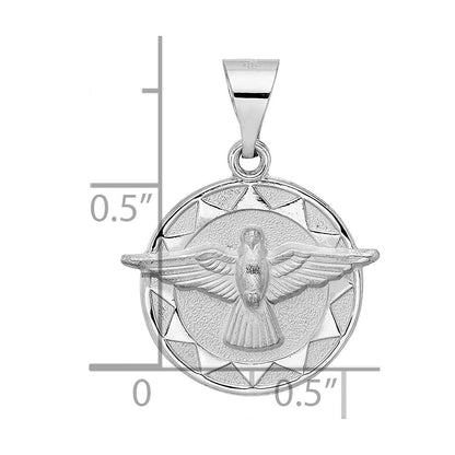 14K Weißgold 14K Weißgold Poliert und Satiniert Hohl Heilig Geist Anhänger