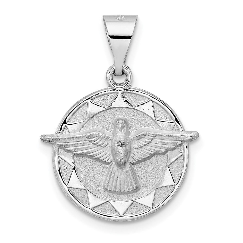 14K Weißgold 14K Weißgold Poliert und Satiniert Hohl Heilig Geist Anhänger