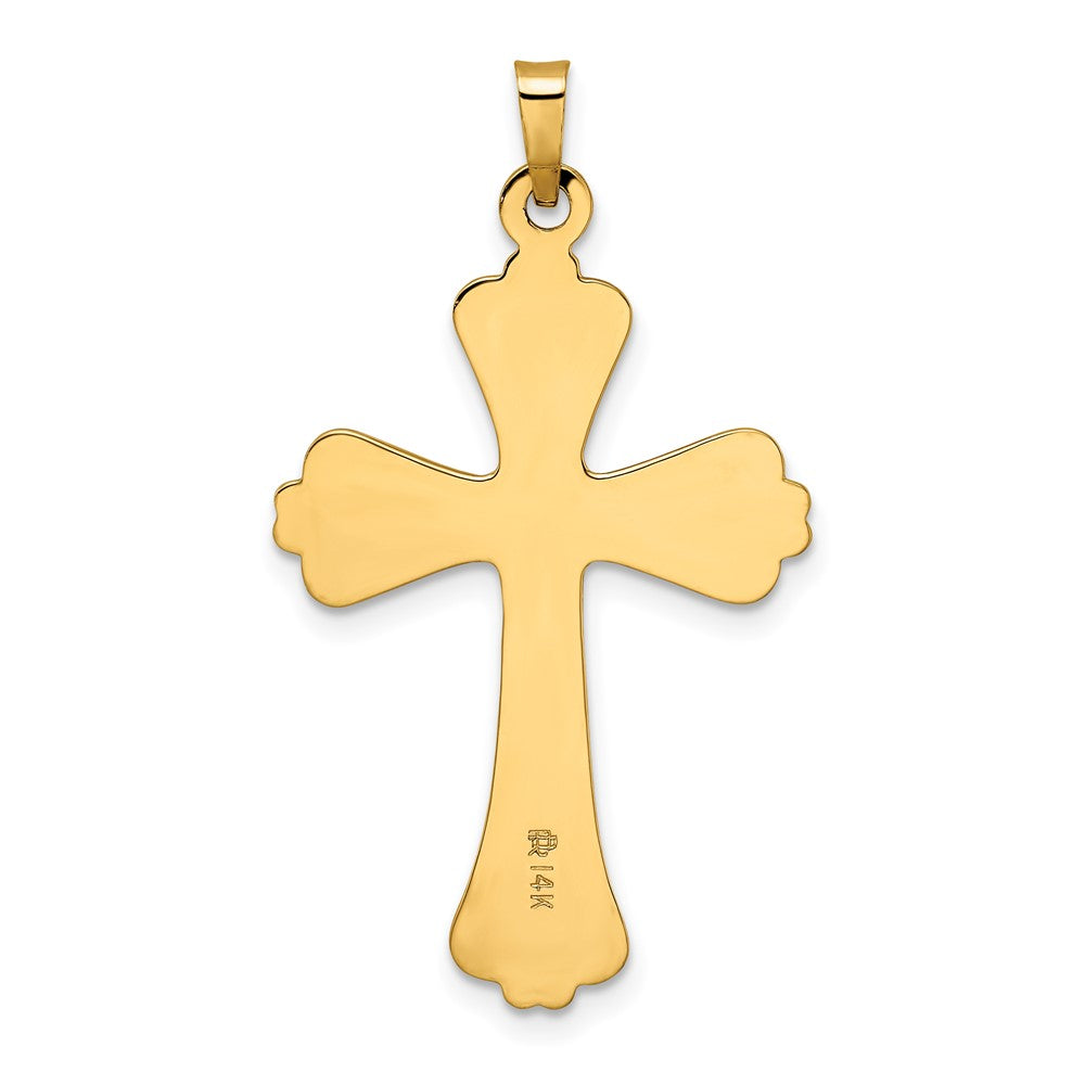 14 Karat Gelbgold Polierter Massiver Fantasie-Kreuz-Anhänger