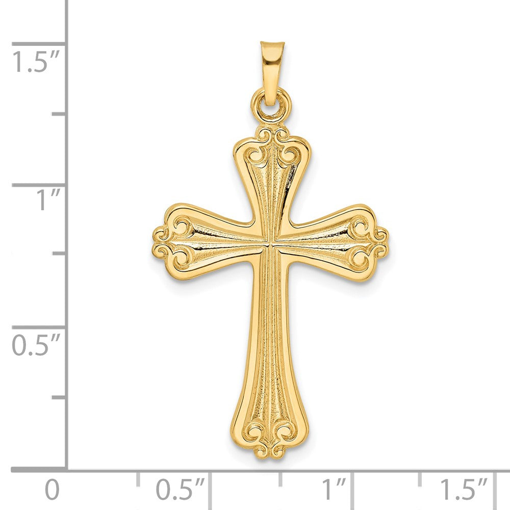14 Karat Gelbgold Polierter Massiver Fantasie-Kreuz-Anhänger