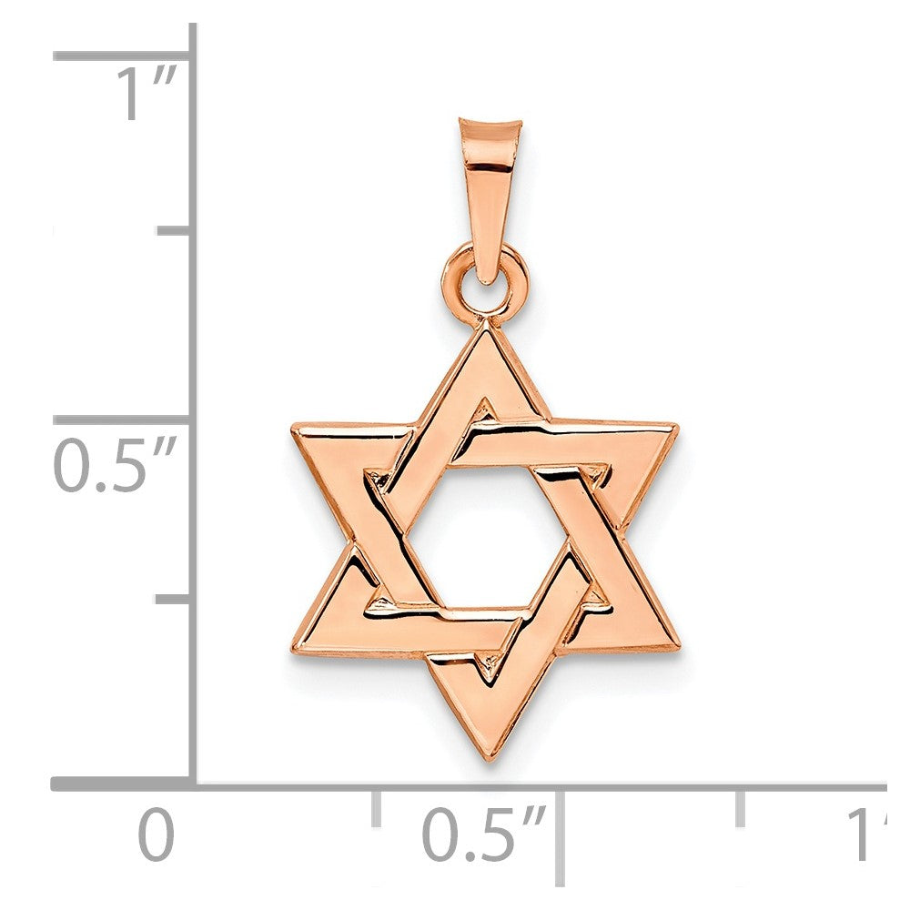 14K Roségold Polierter Massiver Davidstern-Anhänger