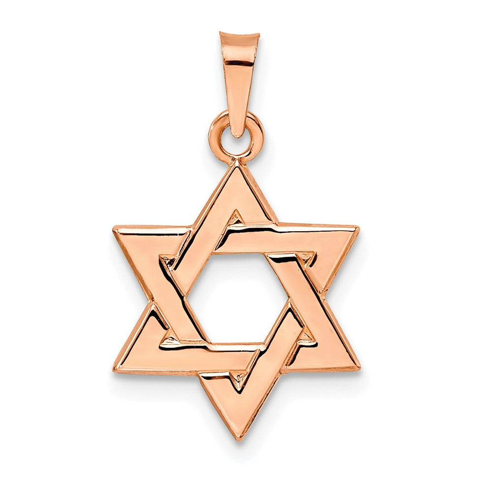 14K Roségold Polierter Massiver Davidstern-Anhänger