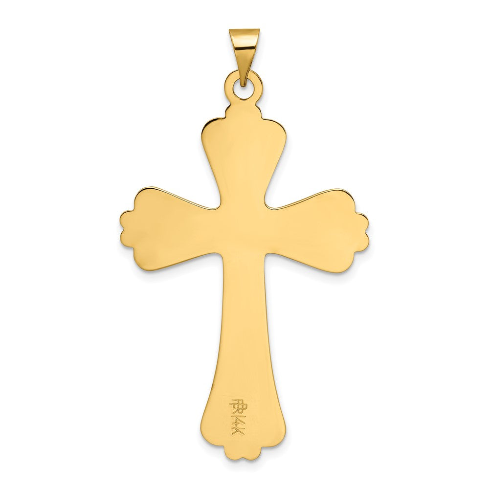 14 Karat Gelbgold polierter massiver Fantasie-Kreuz-Anhänger