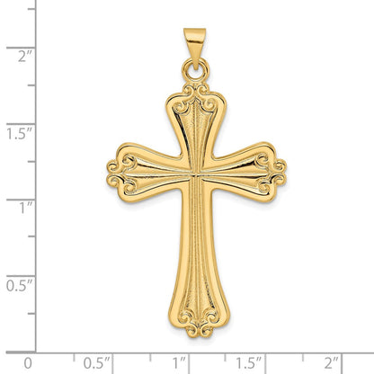 14 Karat Gelbgold polierter massiver Fantasie-Kreuz-Anhänger