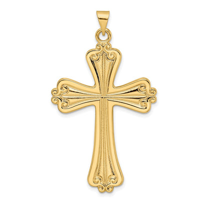 14 Karat Gelbgold polierter massiver Fantasie-Kreuz-Anhänger