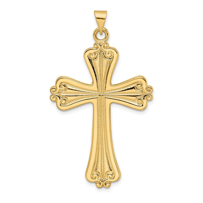 14 Karat Gelbgold polierter massiver Fantasie-Kreuz-Anhänger