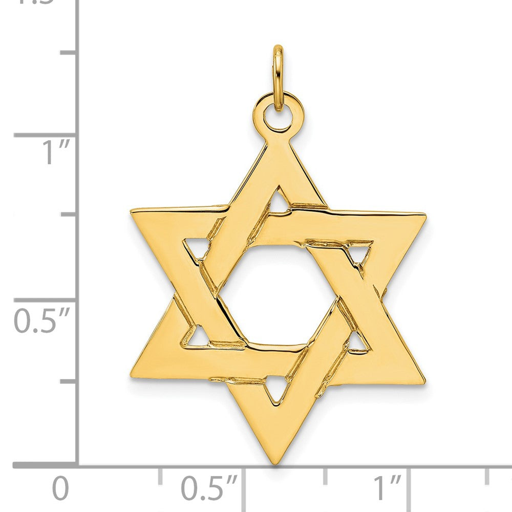 14K Gelbgold Poliert Massiv Davidstern Anhänger