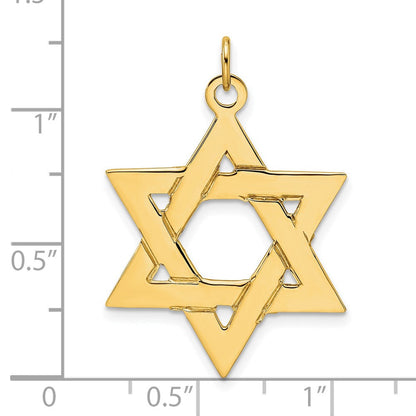 14K Gelbgold Poliert Massiv Davidstern Anhänger