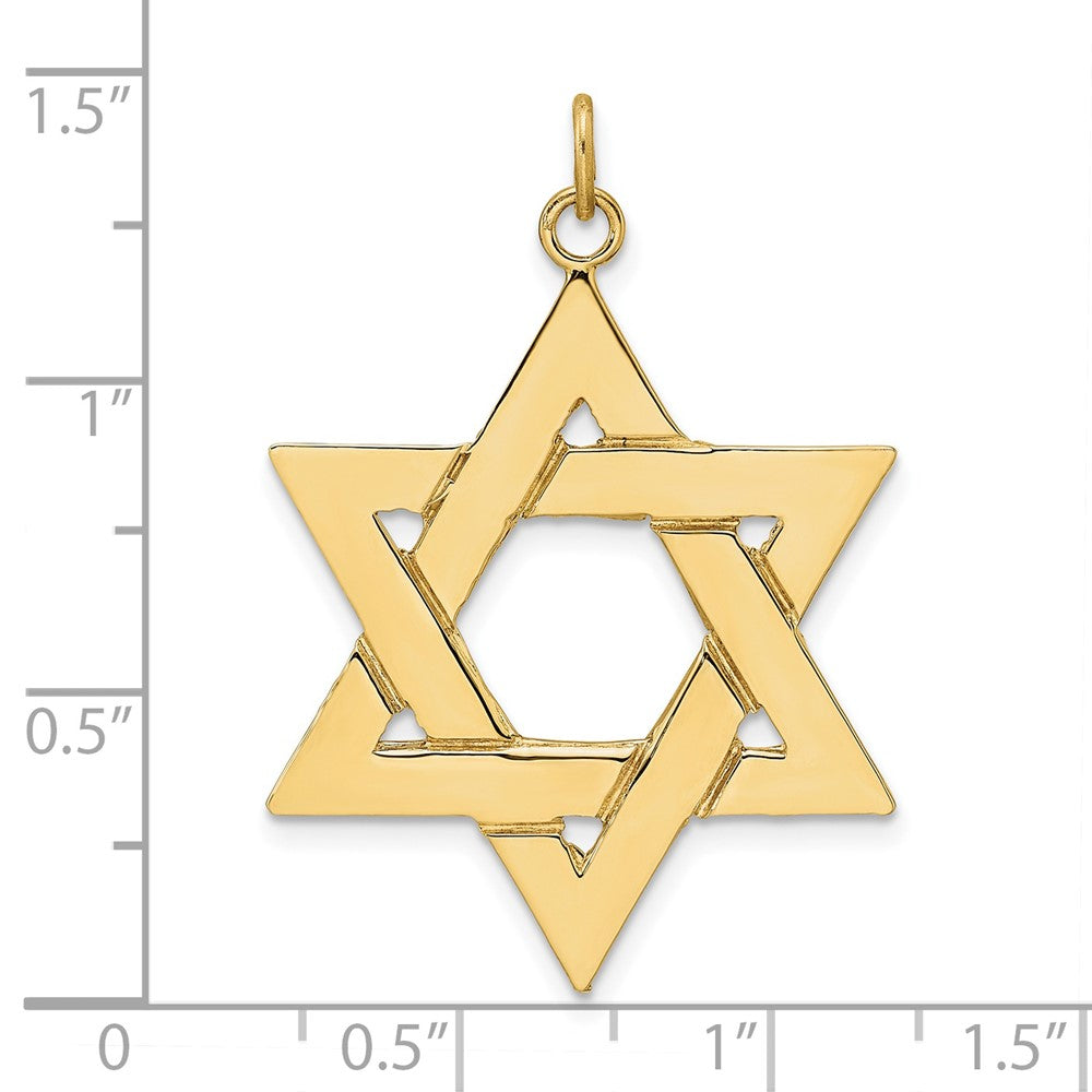 14K Gelbgold Poliert Massiv Davidstern-Anhänger