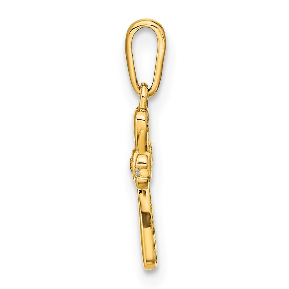 14K Gelbgold 14K Poliert Zirkonia Kreuz Anhänger