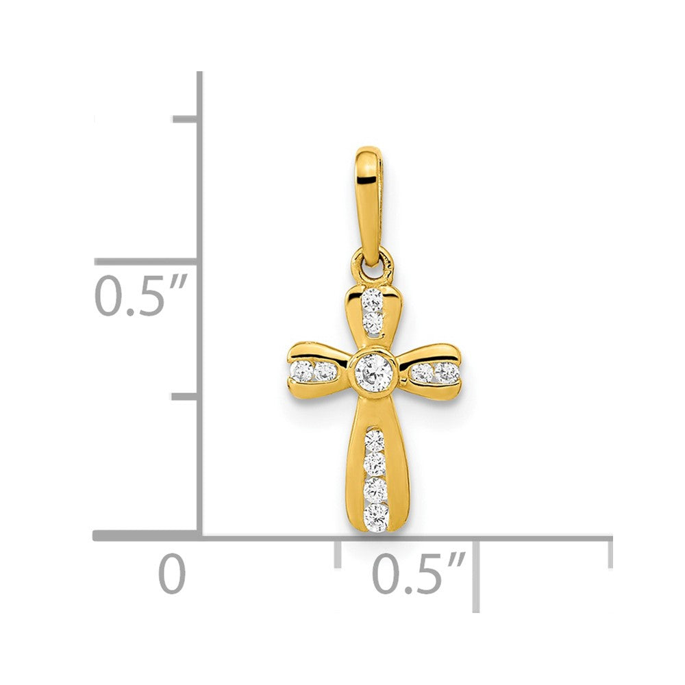 14K Gelbgold 14K Poliert Zirkonia Kreuz Anhänger