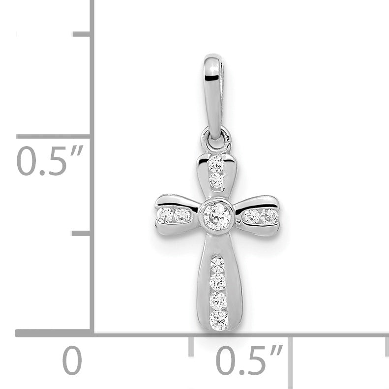 14K Weißgold 14K Weißgold Zirkonia Kreuz Anhänger