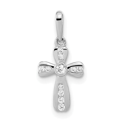 14K Weißgold 14K Weißgold Zirkonia Kreuz Anhänger