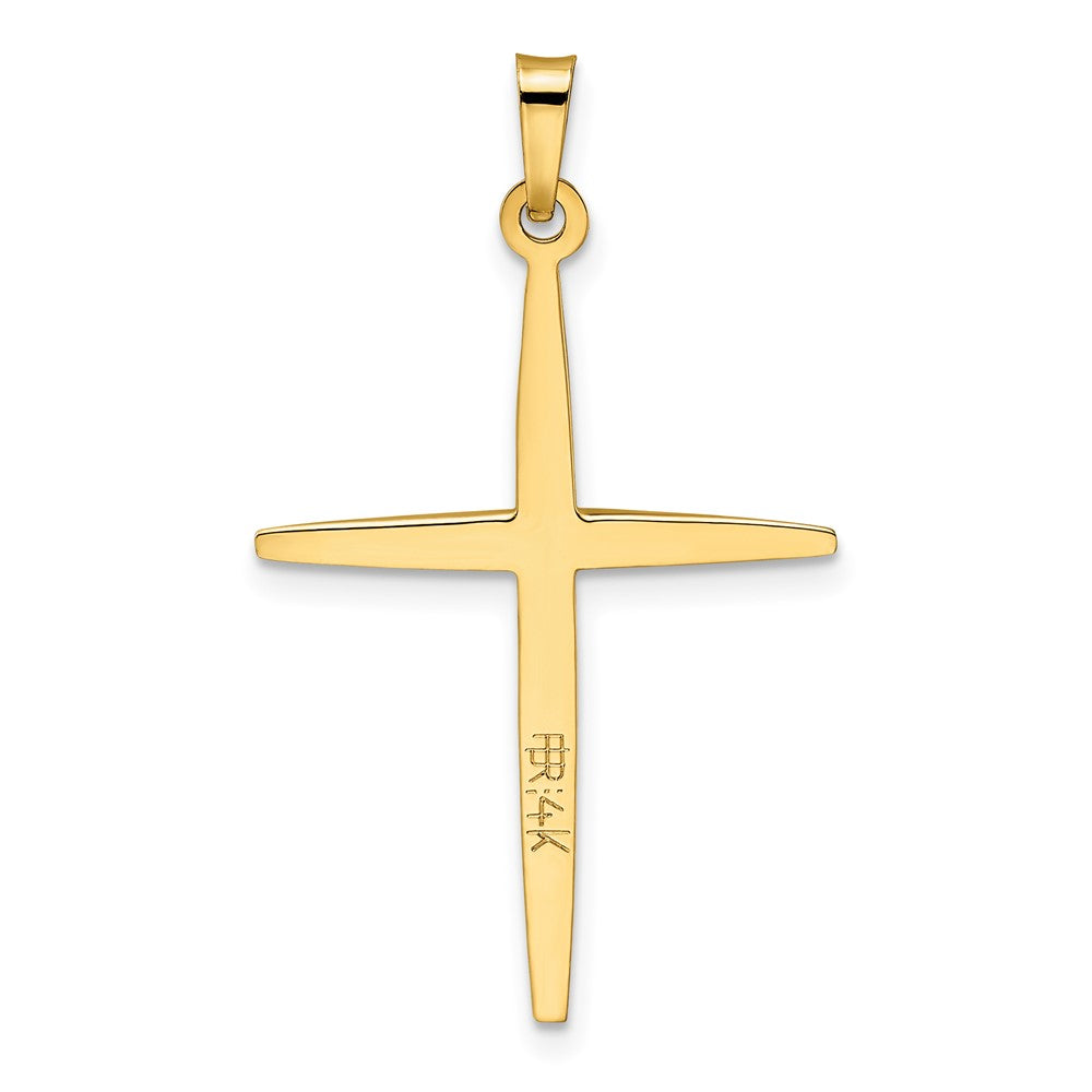 14K Bicolor Gold Polierter Massiver Doppelkreuz-Anhänger
