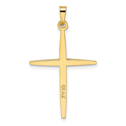 14K Bicolor Gold Polierter Massiver Doppelkreuz-Anhänger