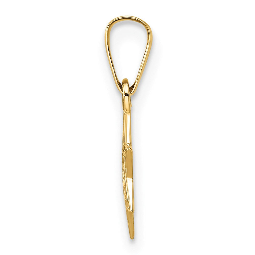 14K Gelbgold 14K Poliert & Strukturiert Massiv Stern Of David Anhänger