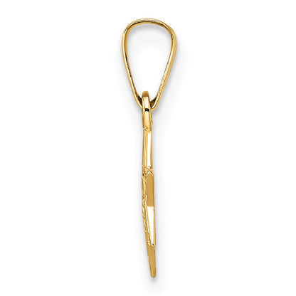 14K Gelbgold 14K Poliert & Strukturiert Massiv Stern Of David Anhänger