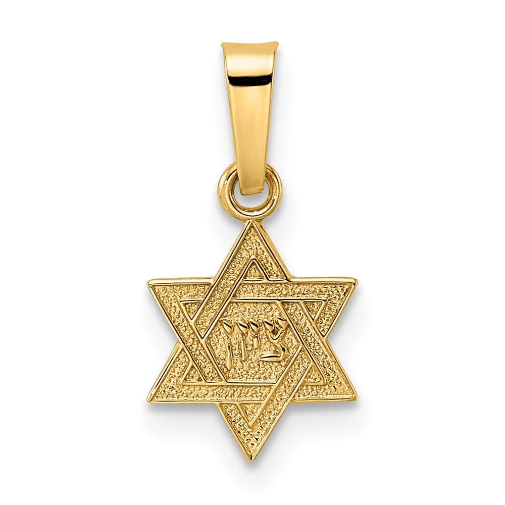 14K Gelbgold 14K Poliert & Strukturiert Massiv Stern Of David Anhänger