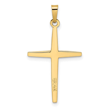 14K Bicolor Gold Polierter Massiver Doppelkreuz-Anhänger