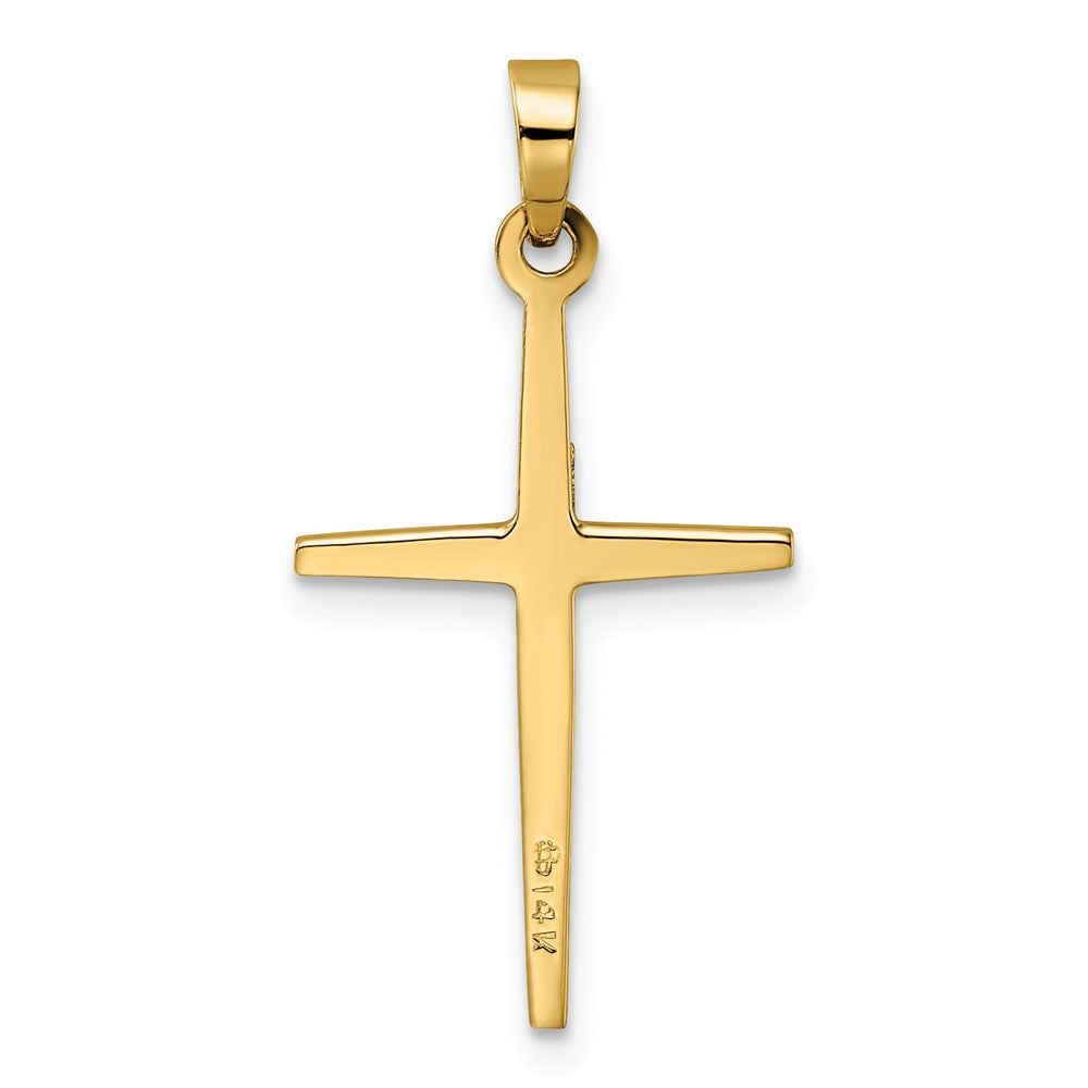 14K Bicolor Gold polierter massiver Doppelkreuz-Anhänger