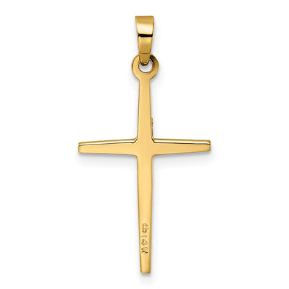 14K Bicolor Gold polierter massiver Doppelkreuz-Anhänger