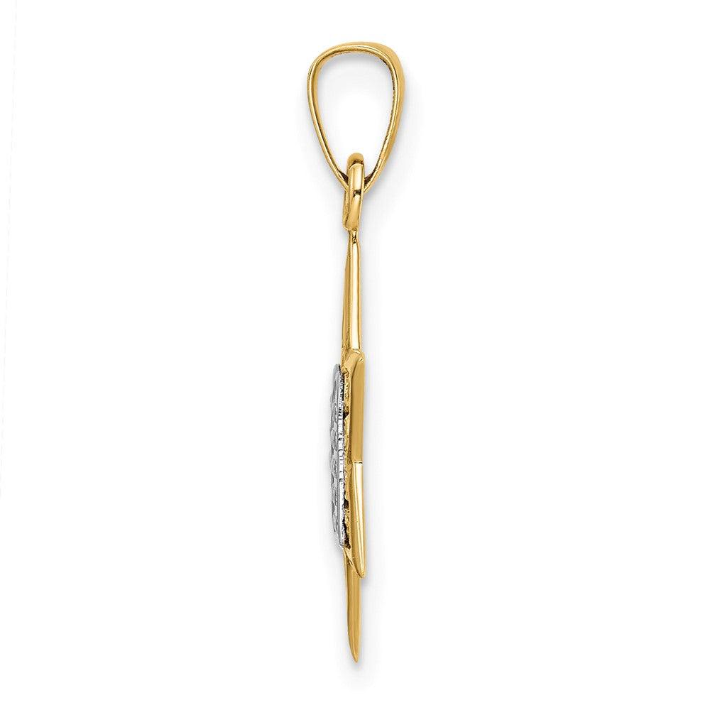 14K Bicolor Gold polierter massiver Stern- und Tora-Anhänger