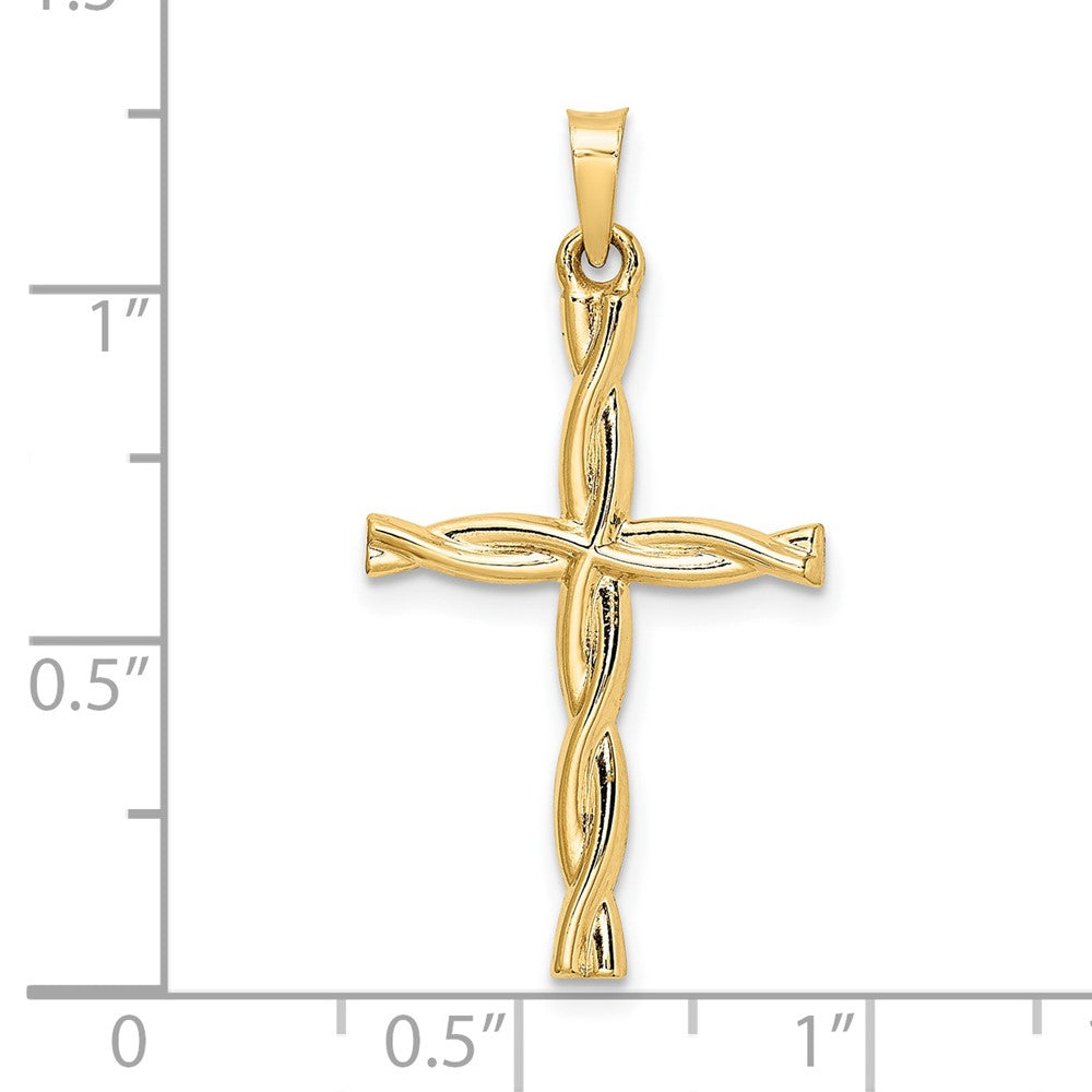 14K Gelbgold 14K Poliert Hohl Gedreht Kreuz Anhänger